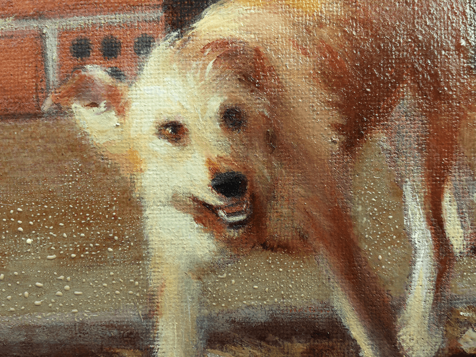 Happy Dog oil painting Realistic Traditional