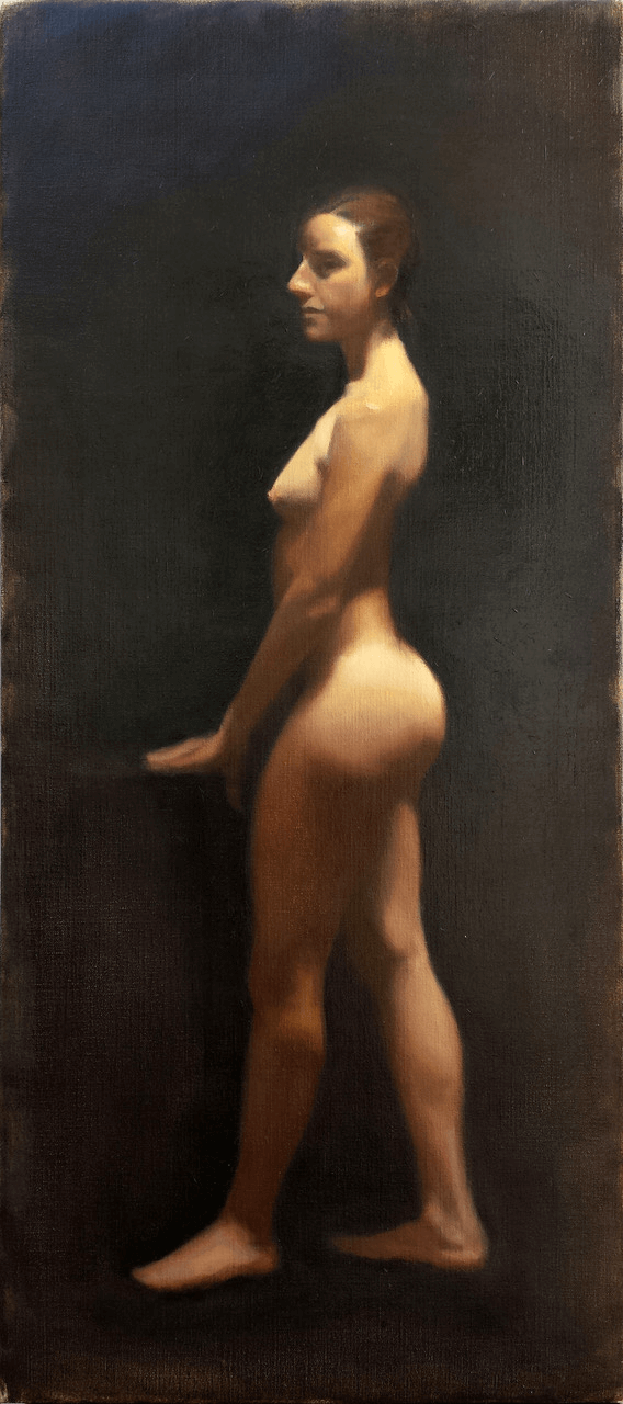 Longpose realistic Painting Figure standing side part of the body