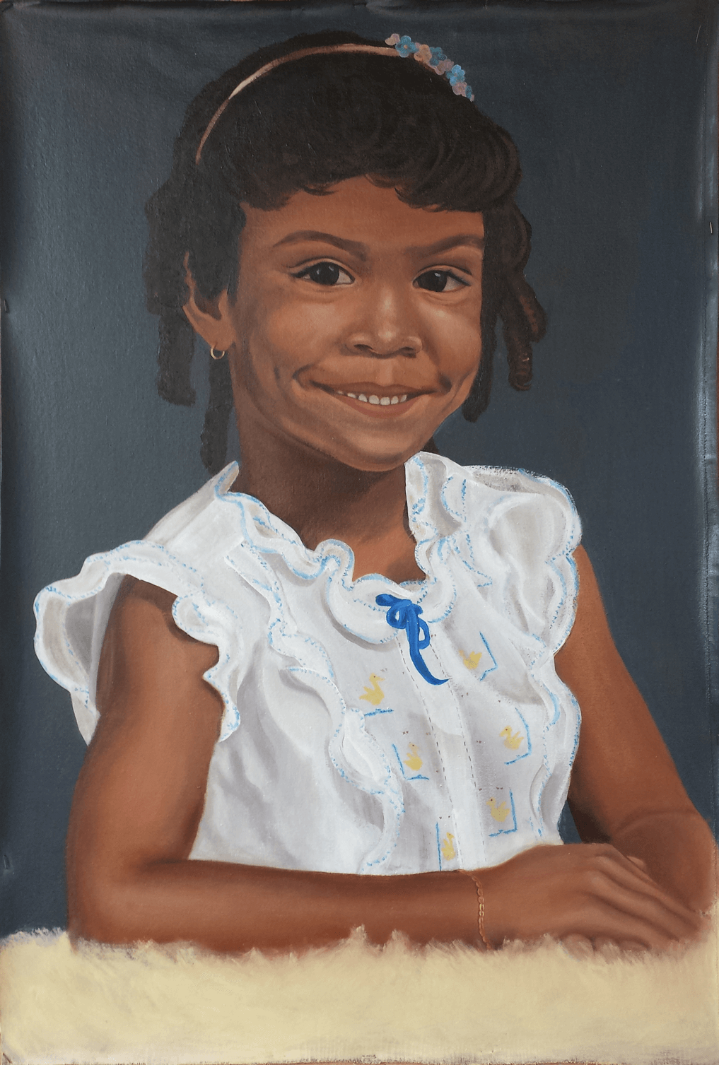 Portrait of a little girl in oil paint fineart