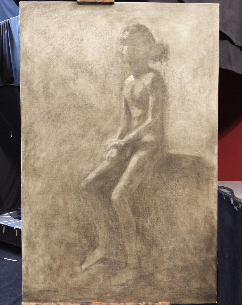 Sketch Figure Greywash Underpainting Linen Canvas