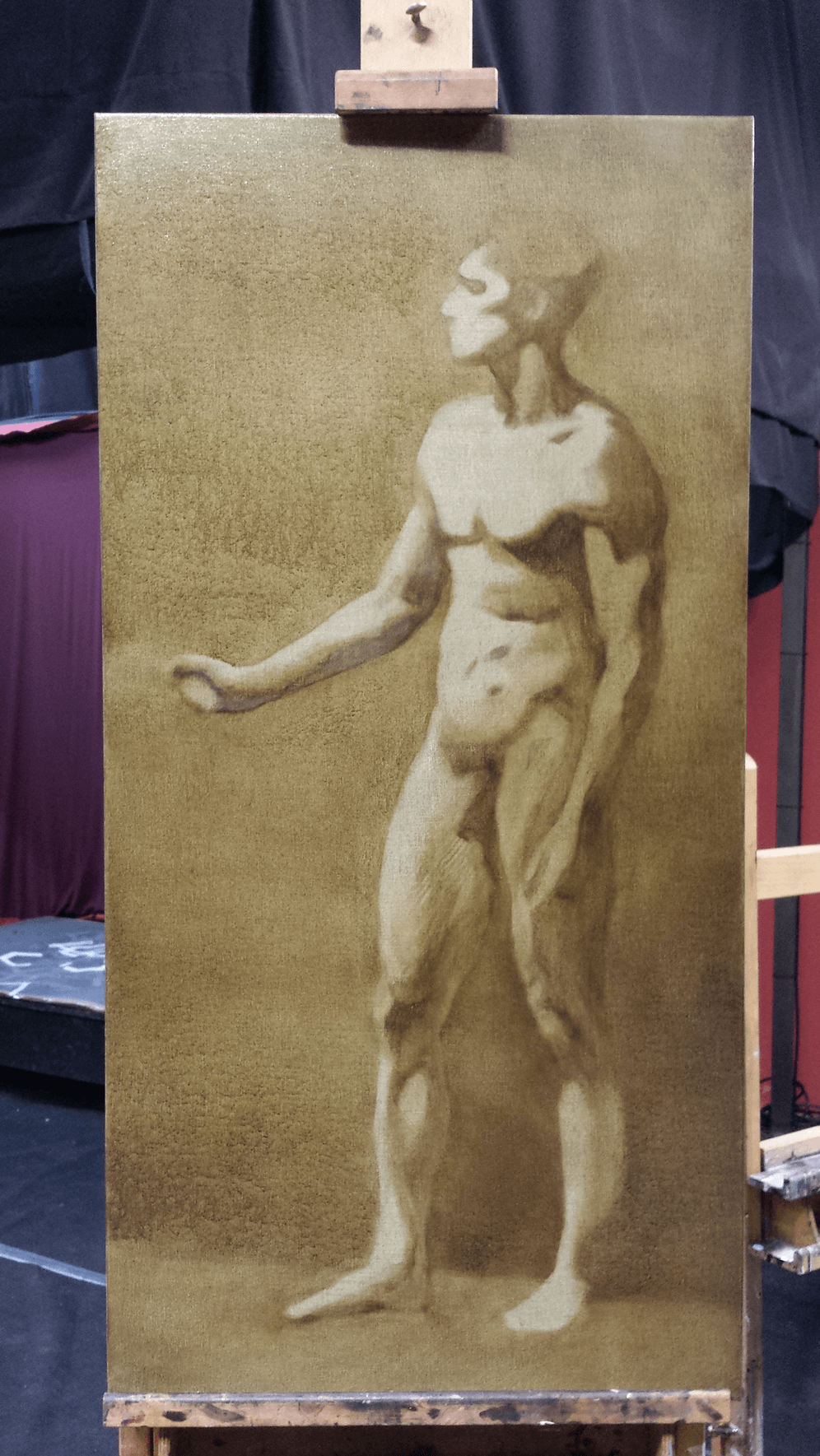 underpainting on linen