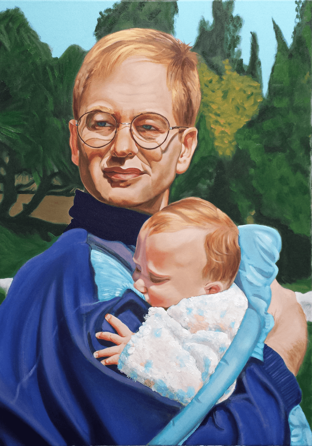 Father and me, oil Painting on canvas.