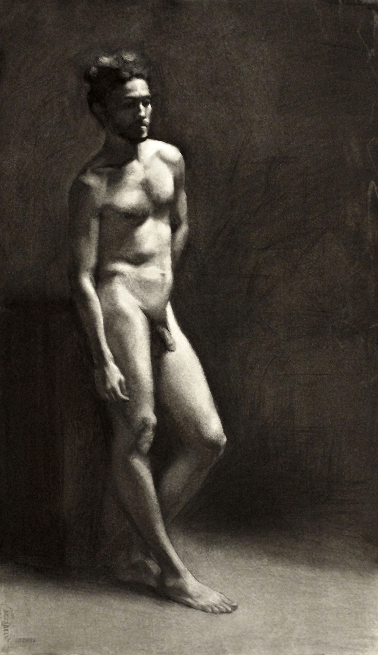 Longpose Charcoal on toned paper