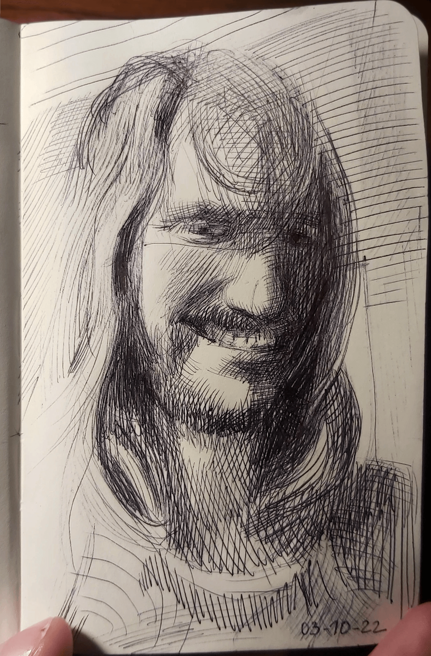 selfportrait fineart black pen on paper.