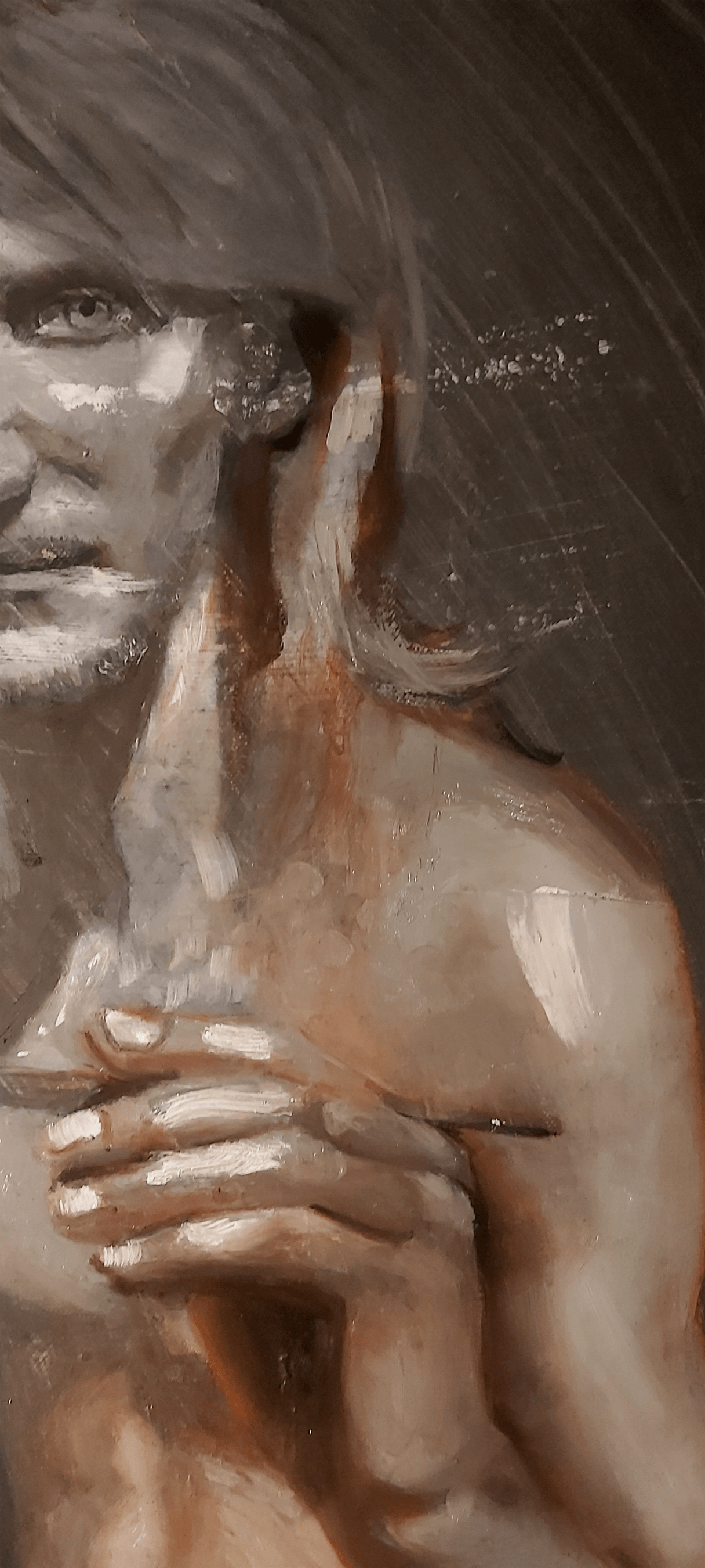 SelfPortrait CloseUp OilPainting Figure UnderPainting