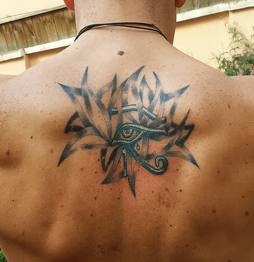 First Tattoo Horus Lotus Tribal