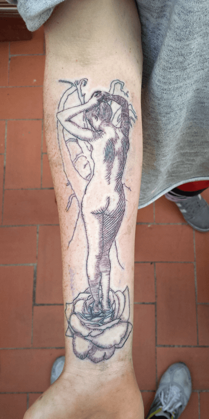 Figure Crosshatching Tattoo