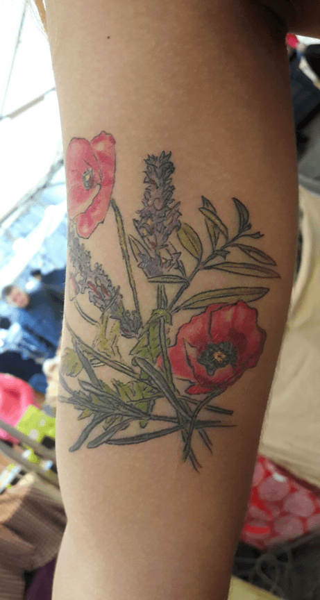 Flowers Tattoo Watercolors Fineline