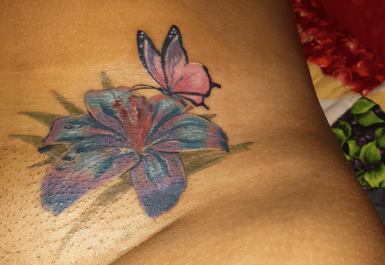 Flower Lilium Buterfly Tattoo