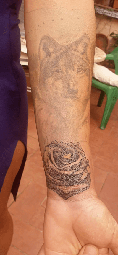 Rose Tattoo Crosshatching Fineline Art