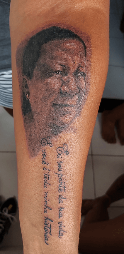 Realistic  Portrait Lettering Tattoo