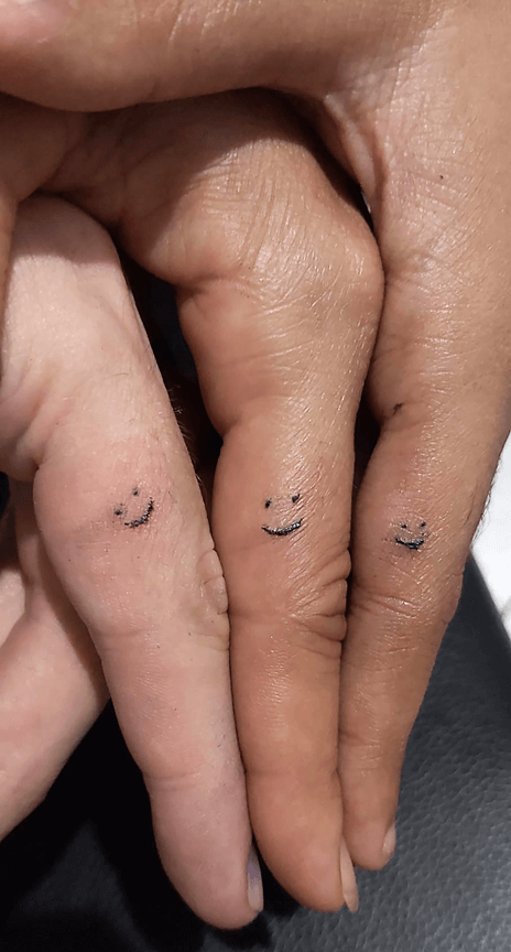 Happy Face 3 Fingers  Tattoo