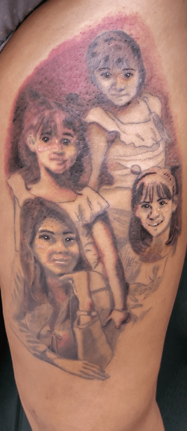 4 Heads Tattoo Leg