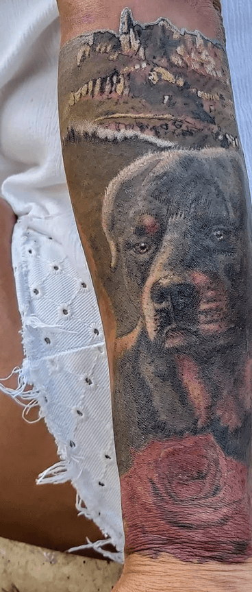 Rotweiler Rose Montserrat Tattoo